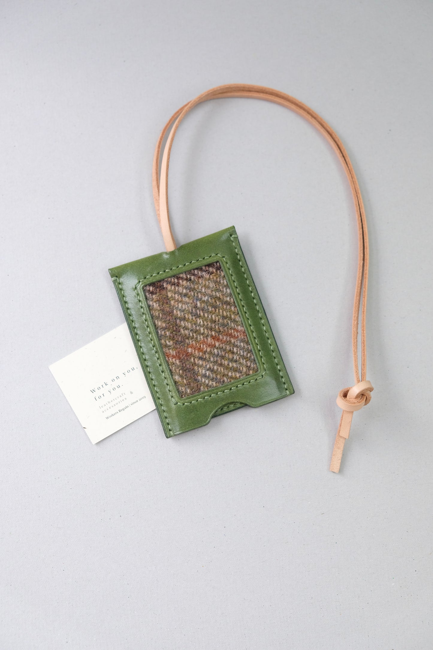 Harris Tweed 皮革拼布行李牌