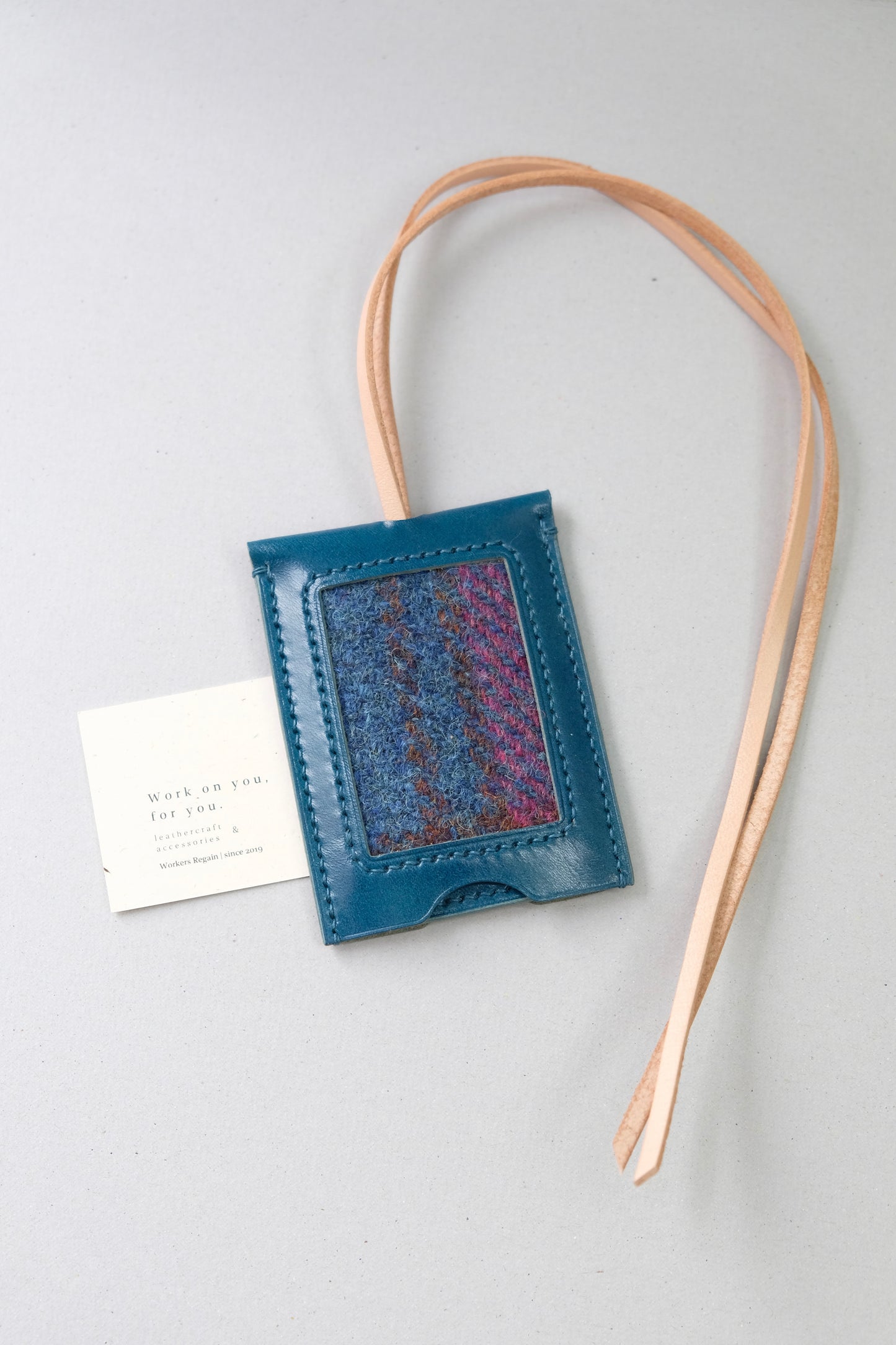 Harris Tweed 皮革拼布行李牌