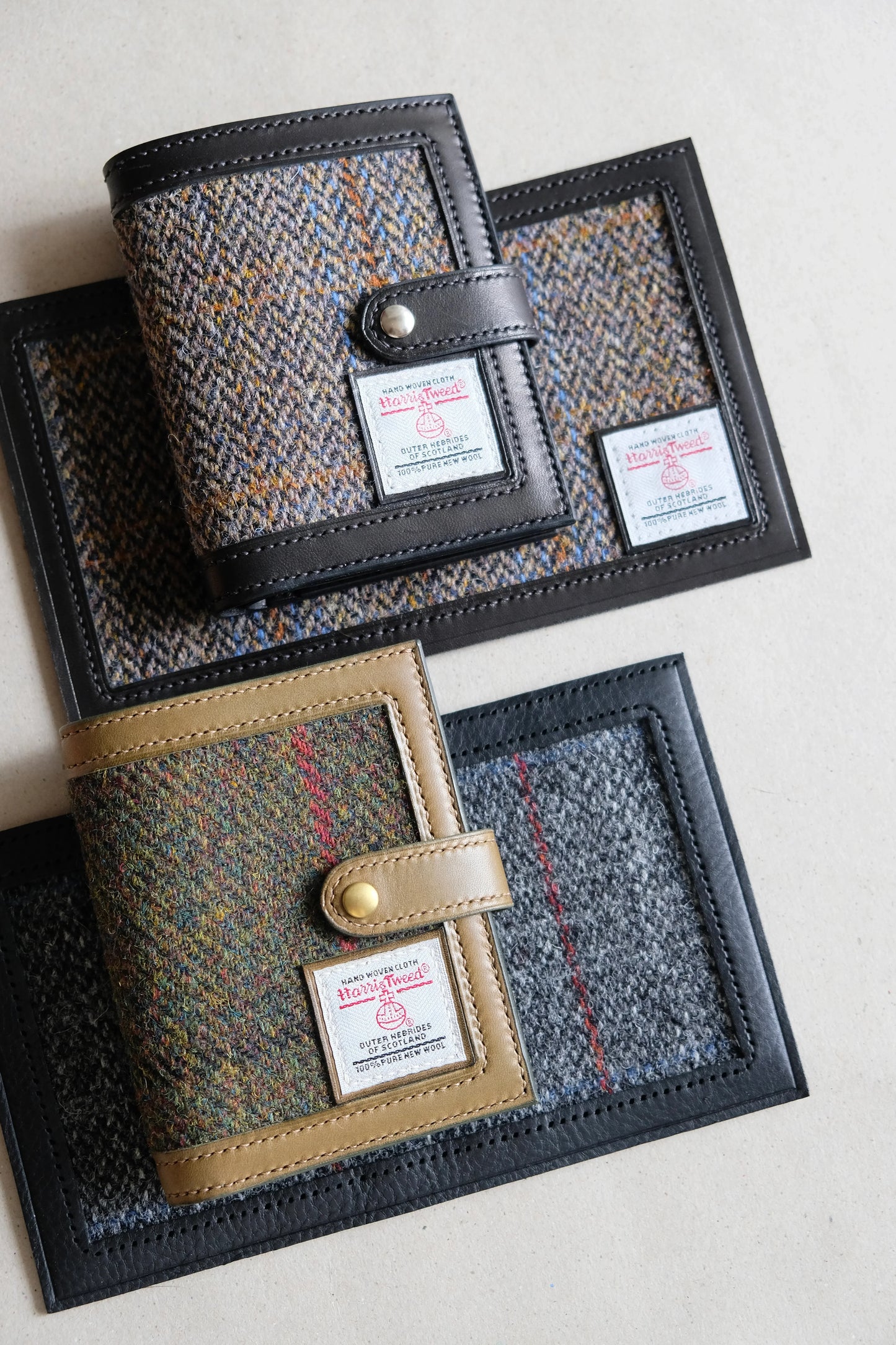 Harris Tweed 皮革拼布銀包 (初版) - Workers Regain