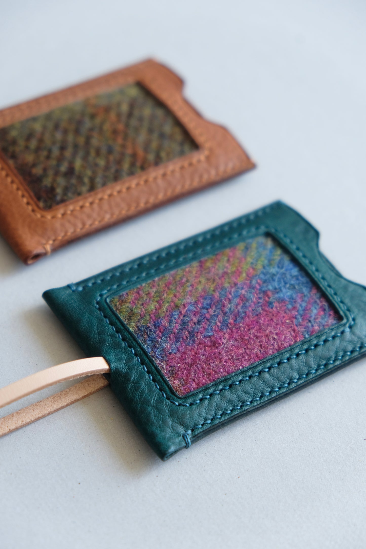 Harris Tweed 皮革拼布行李牌