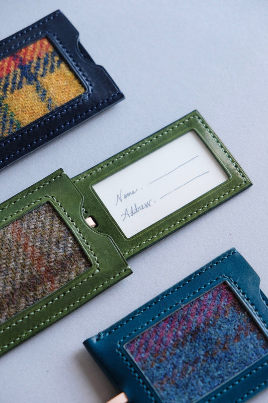 Harris Tweed 皮革拼布行李牌