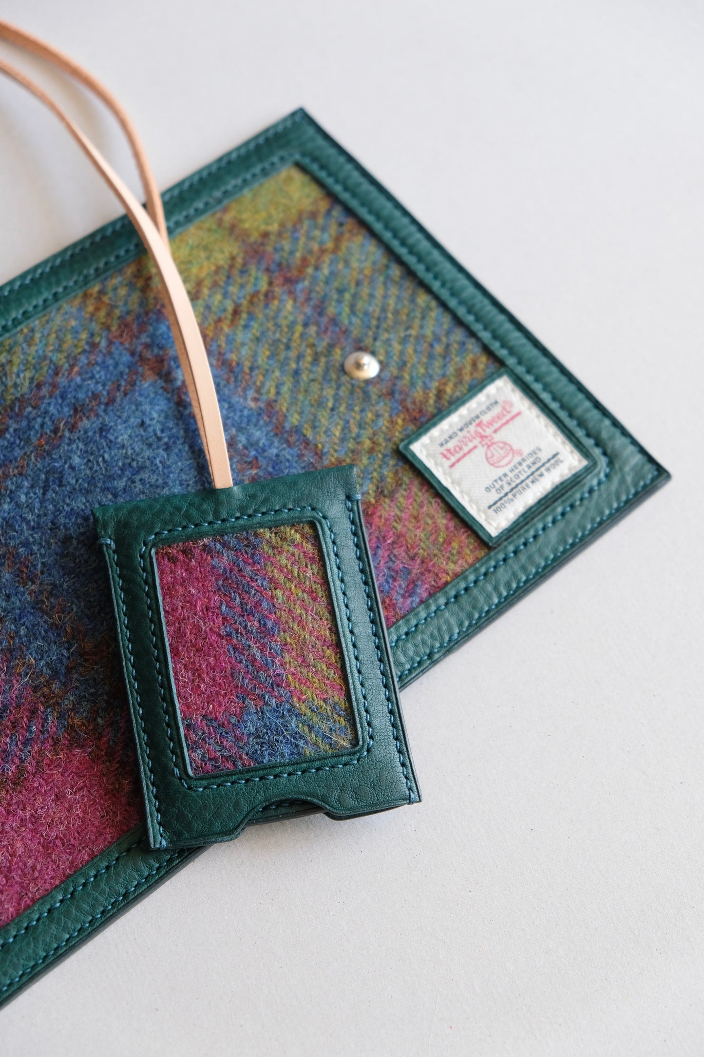Harris Tweed 皮革拼布護照套