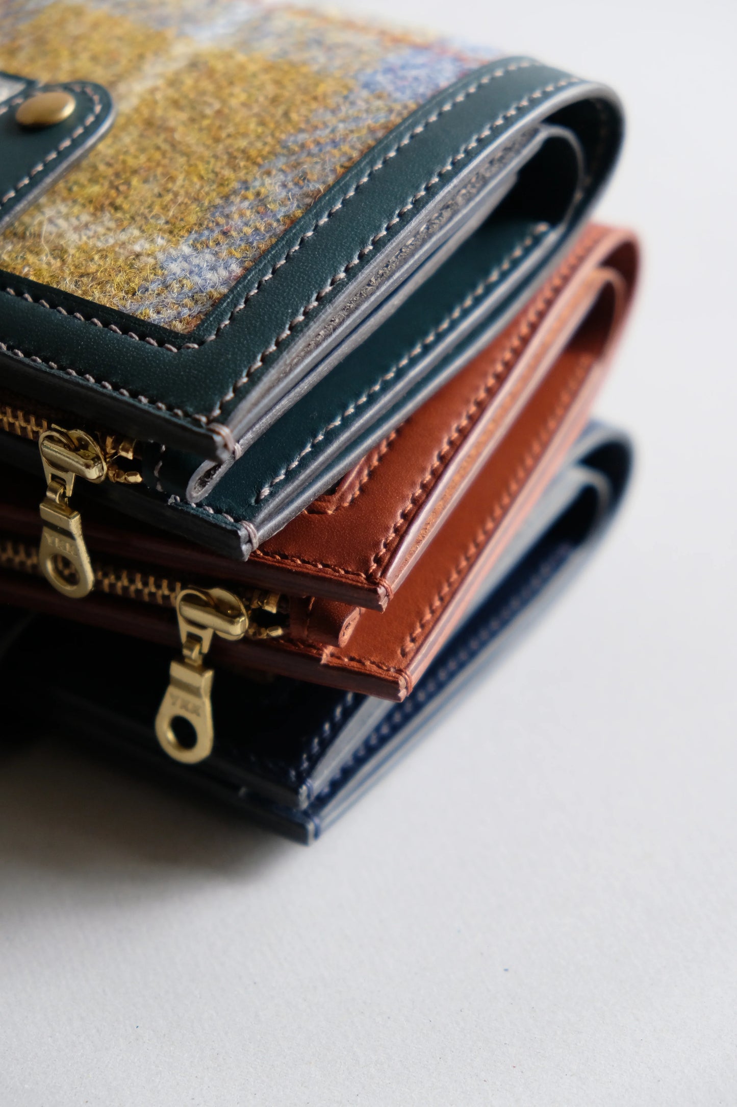 Harris Tweed 皮革拼布銀包 - Workers Regain